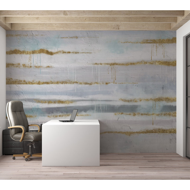 Adhésif mural pelez et collez - Mur scintillant doré moderne, L 55 po x l 77 po, Peler et coller