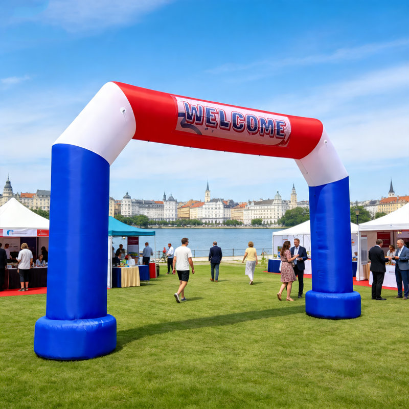  Arche gonflable Wellcomer 20FT avec ventilateur intégré - Couleur principale, arche de la ligne de départ / arrivée pour les courses, les marathons, les événements, les fêtes et les fêtes