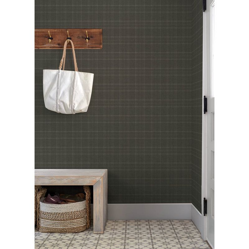 Papier peint à carreaux anthracite Fox Hollow, Grey