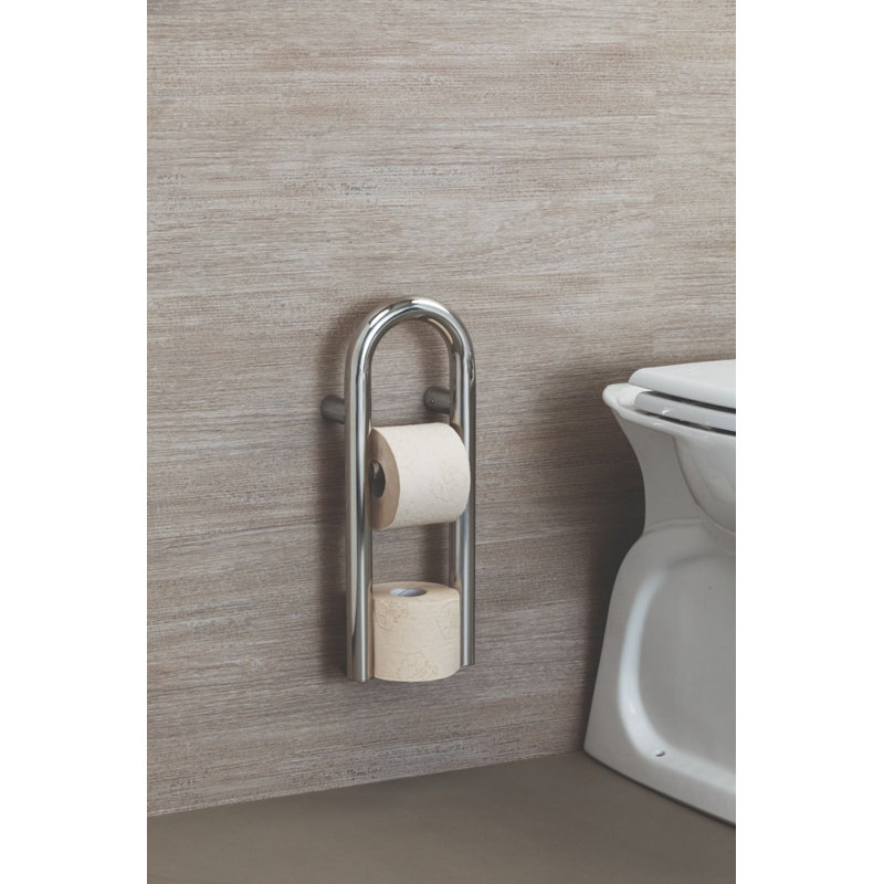 Porte-papier hygiénique en acier inoxydable satiné avec tablette