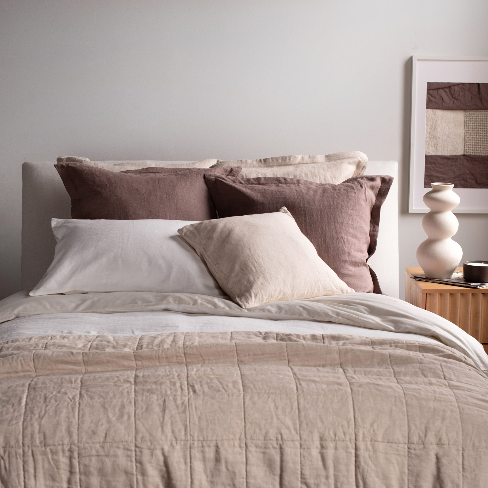 100% French Linen Flanged 26" X 26" Euro Sham, Clove