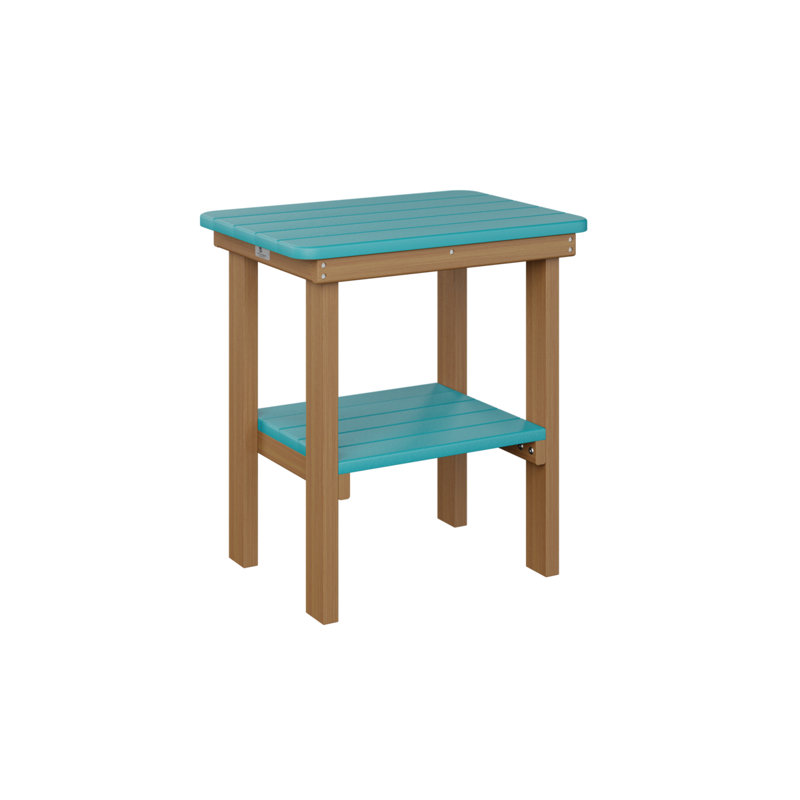 Berlin Gardens Rectangular End Dining Table, Natural Teak, Aruba Blue