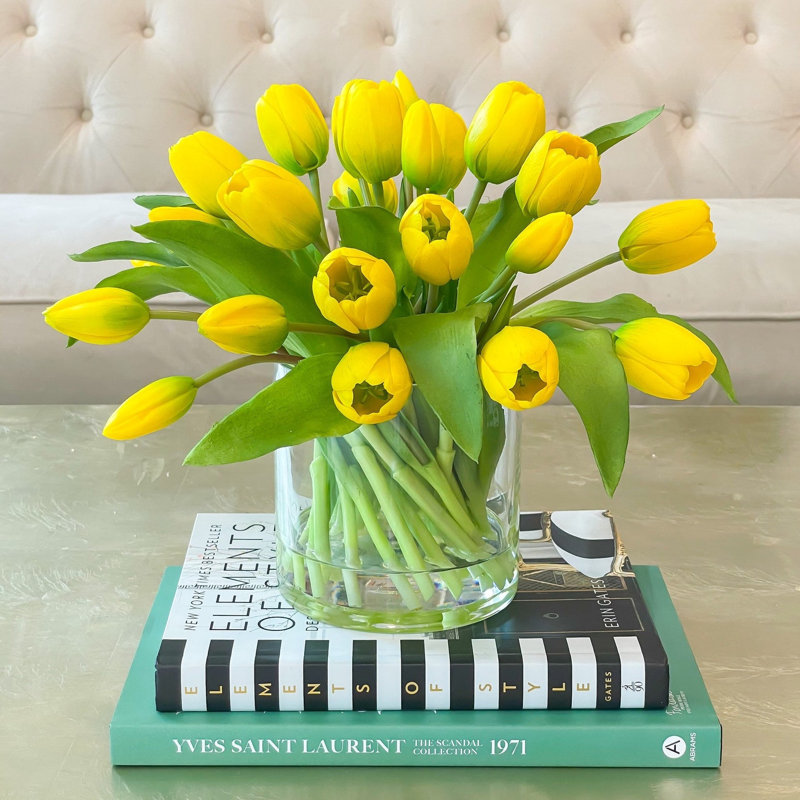 Tulip Arrangement in Vase, Yellow