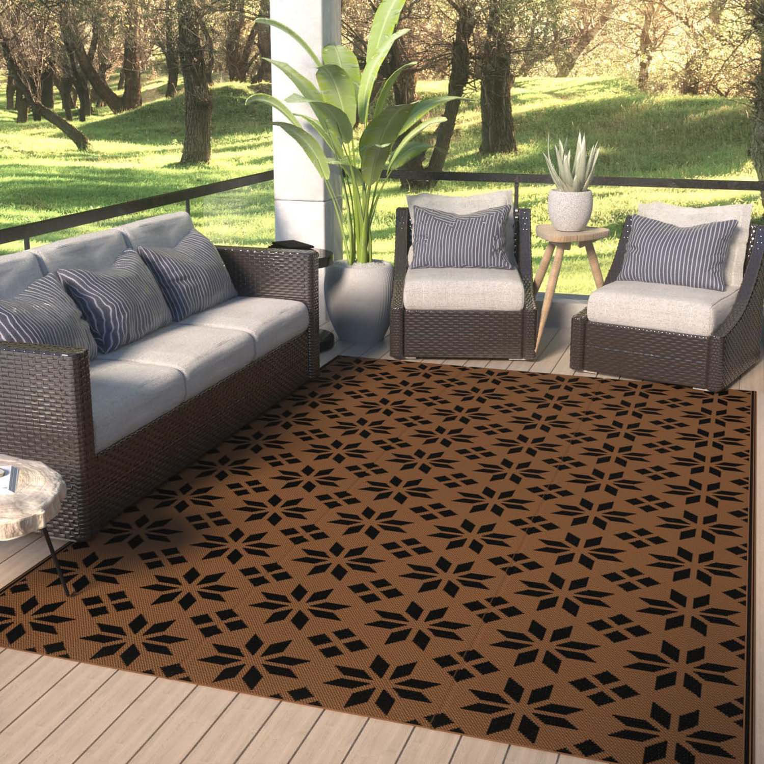 Winston Porter Reversible Rugs Rug Outdoor Rug Lightweight Outside Mats ...