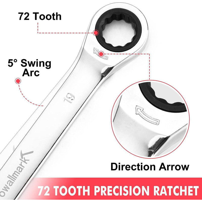 20-Piece Ratcheting Combination Wrench Set – Chrome Vanadium Steel, Mirror Polished, Bimetric System – Professional Hand Tools with Storage Bag for Mechanics & Craftsmen
