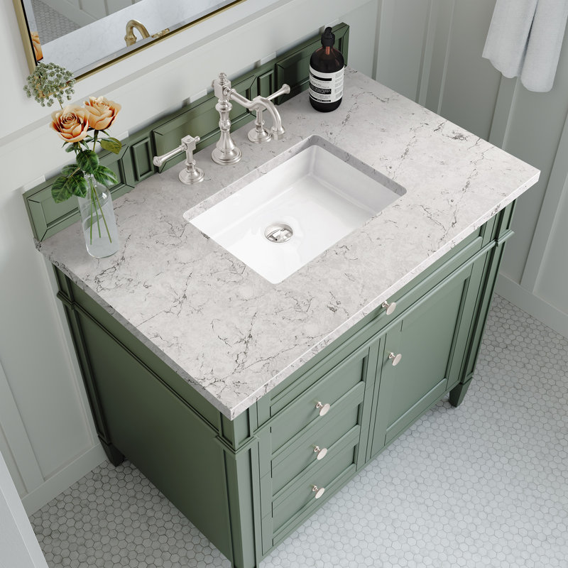 Brittany 36'' W Single Vanity, Eternal Jasmine Pearl, Smokey Celadon, 8" Widespread