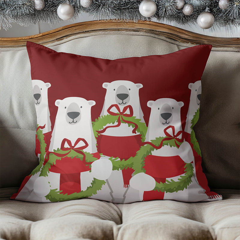 Coussin décoratif ours polaire, Rouge profond