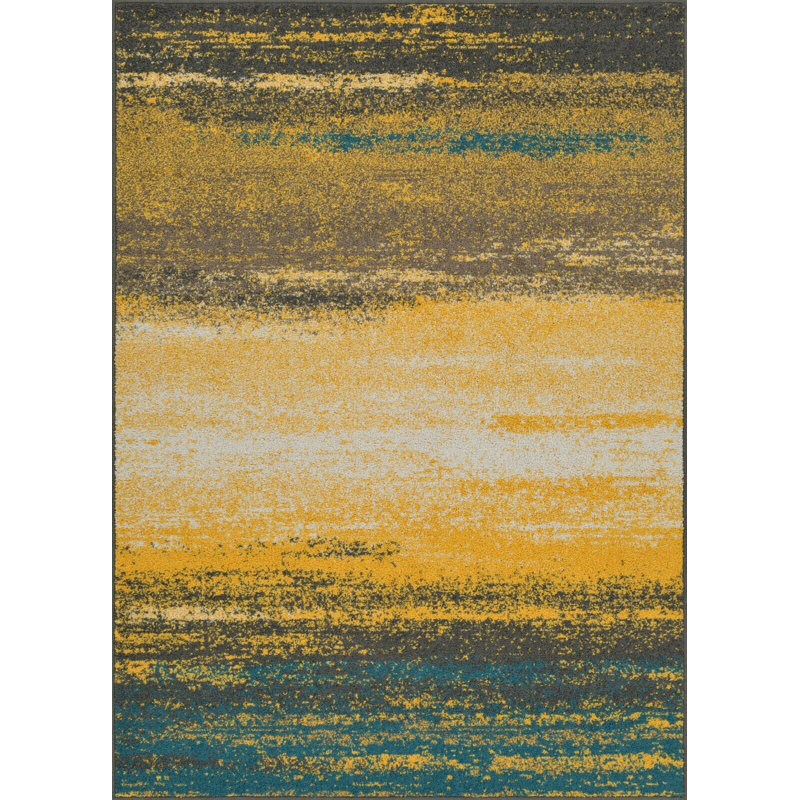 Intérieur/extérieur en laine abstraite tapis décoratif Dunnell, Tapis de couloir 2 pi x 8 pi
