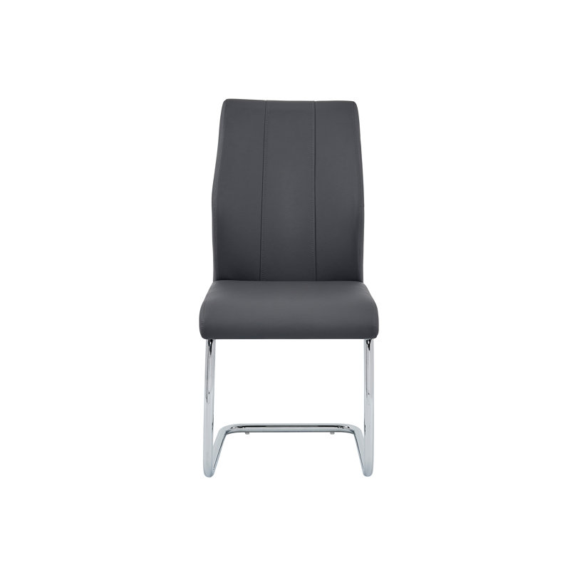 Ajan 19'' H Faux Leather Upholstered Side Chair, Gray