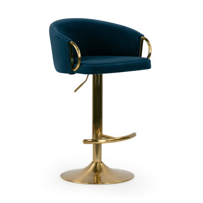 Zaharra Swivel Upholstered Adjustable Height Counter Stool with Metal Frame