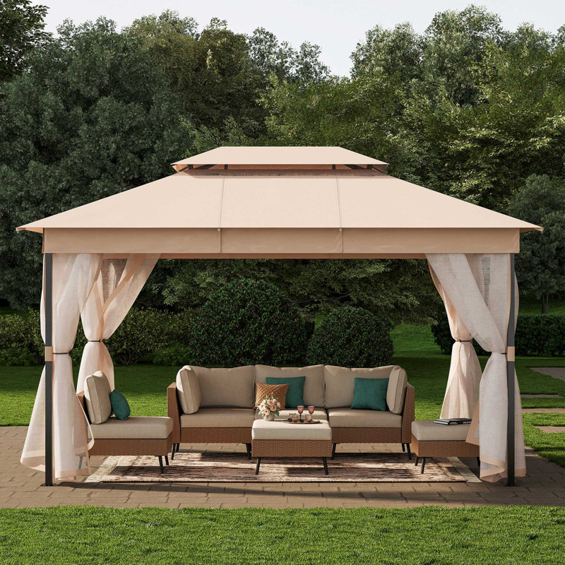 LAUSAINT HOME Outdoor Patio Gazebo 10'x13', Beige