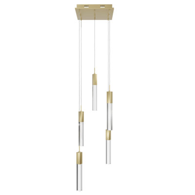 Luminaire suspendu à 5 lumières en cristal transparent de la collection Vennie