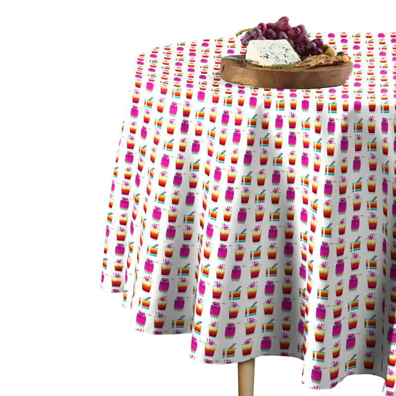 Zackery Geometric Round Tablecloth, 60" x 60"
