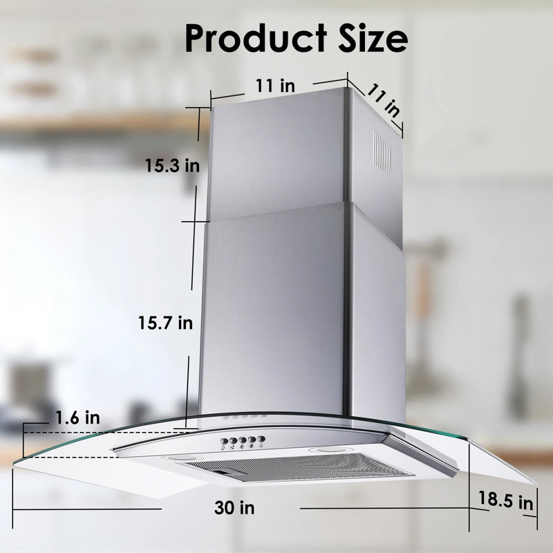 Hotte murale 30 pouces en acier inoxydable