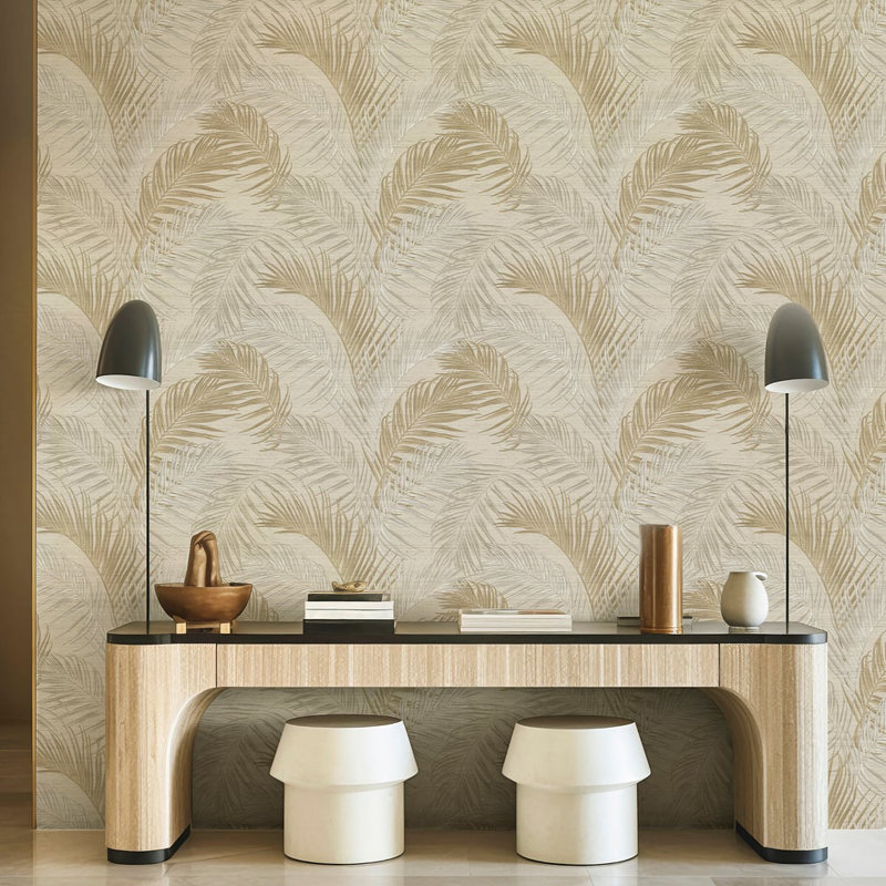 Synergy Collection Lush Palm Leaf Wallpaper Roll, Black