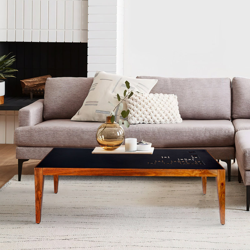 Ayerim Coffee Table, Rectangular Metal Top Coffee Table, Modern Coffee Table