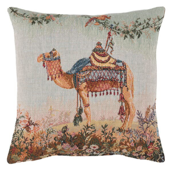 Camel Tapestry Cushion with Feather Filler 
