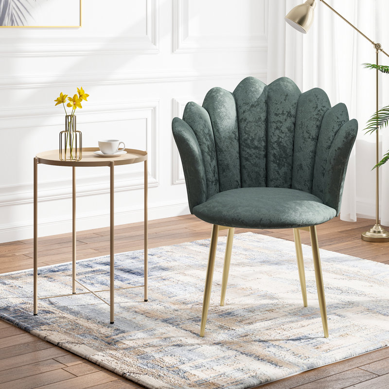 Upholstered Side Chair, Green Velvet