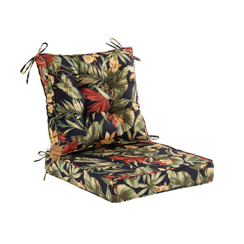 Outdoor 4'' Seat / Back Cushion, Black/Green