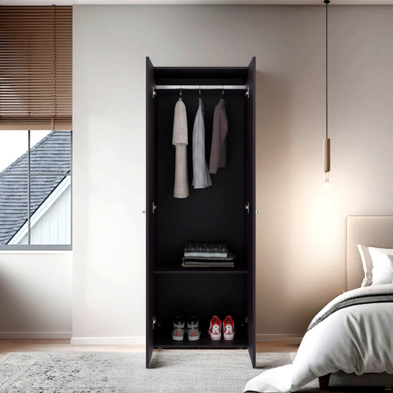 H 66,9 po, 2 portes, 2 tablettes, Noir