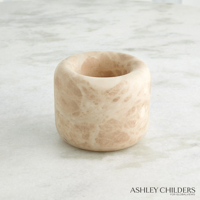 Alabaster Handmade Natural Stone Decorative Bowl, Sand