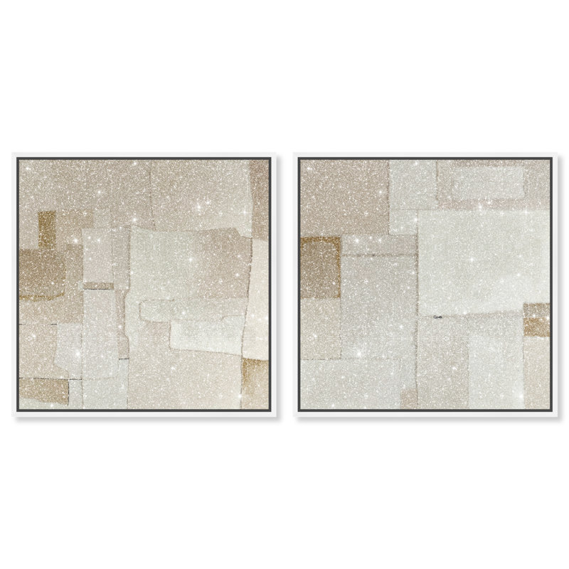Vanilla Set Canvas Abstract Print by Oliver Gal, Black Frame, 12 x 12, 31"H x 31"W, White Floater Frame