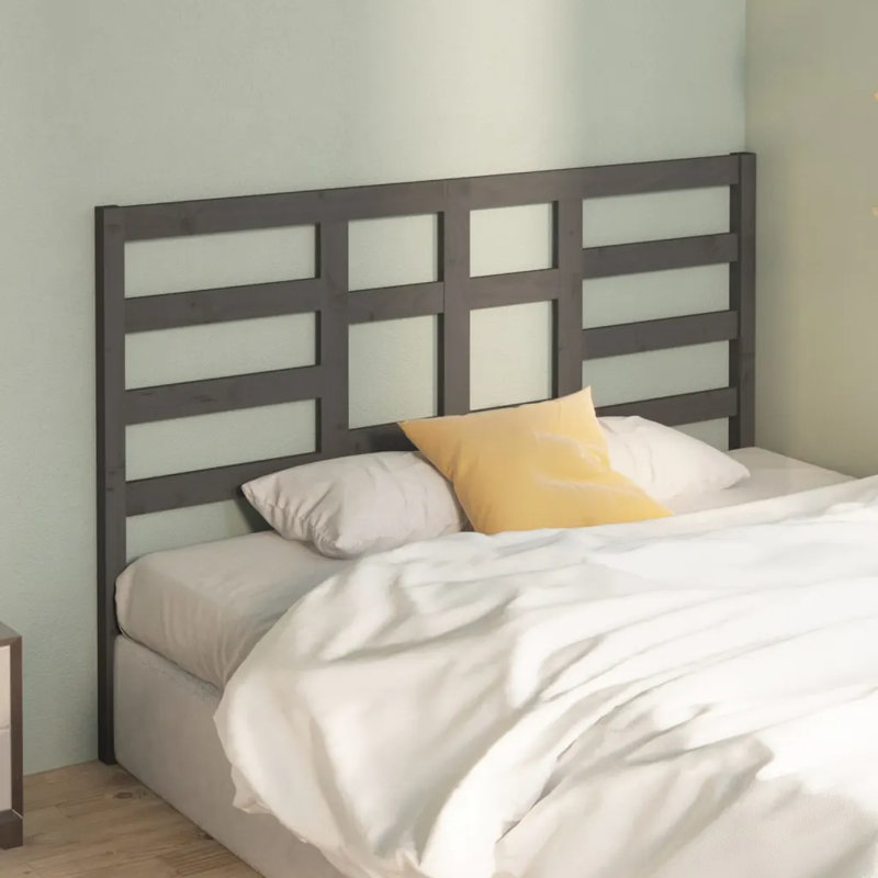 Melillo Solid Wood Headboard, 156 x 104 cm, Dark Grey