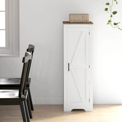 Armoire de rangement Farmhouse avec tablette réglable, armoire d'appoint simple pour porte de grange pour salon, armoire de plancher, blanc