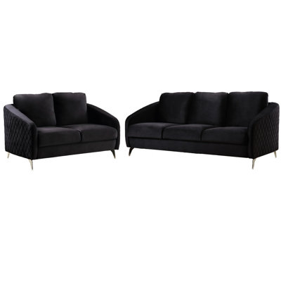 Black Velvet With 79.78" Width & 35.81" Depth 35.81 In. Non-removable Back Cushions In