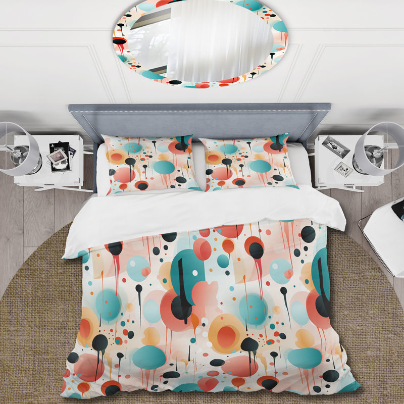 Literie Futurist Polka Nexus VII, Housse de couette pour grand lit et 2 taies décor