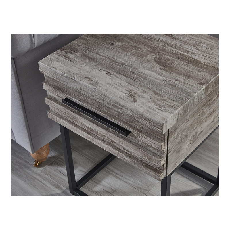 Celestial Contemporary Storage End Table, Gray