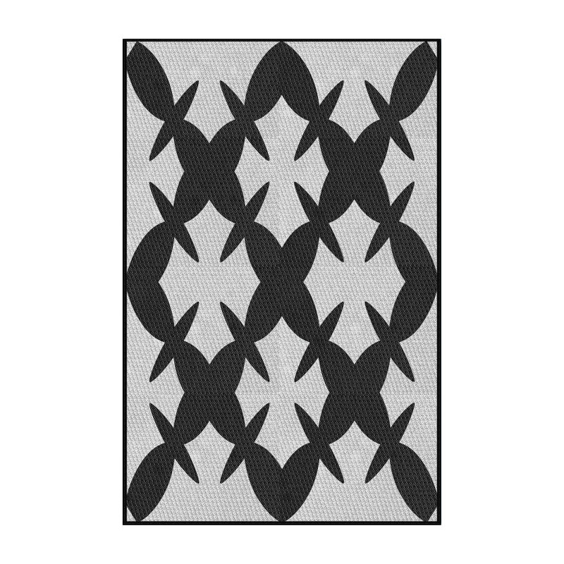 Tapis gris/noir tissé à la machine, Rectangle 6 pi x 9 pi