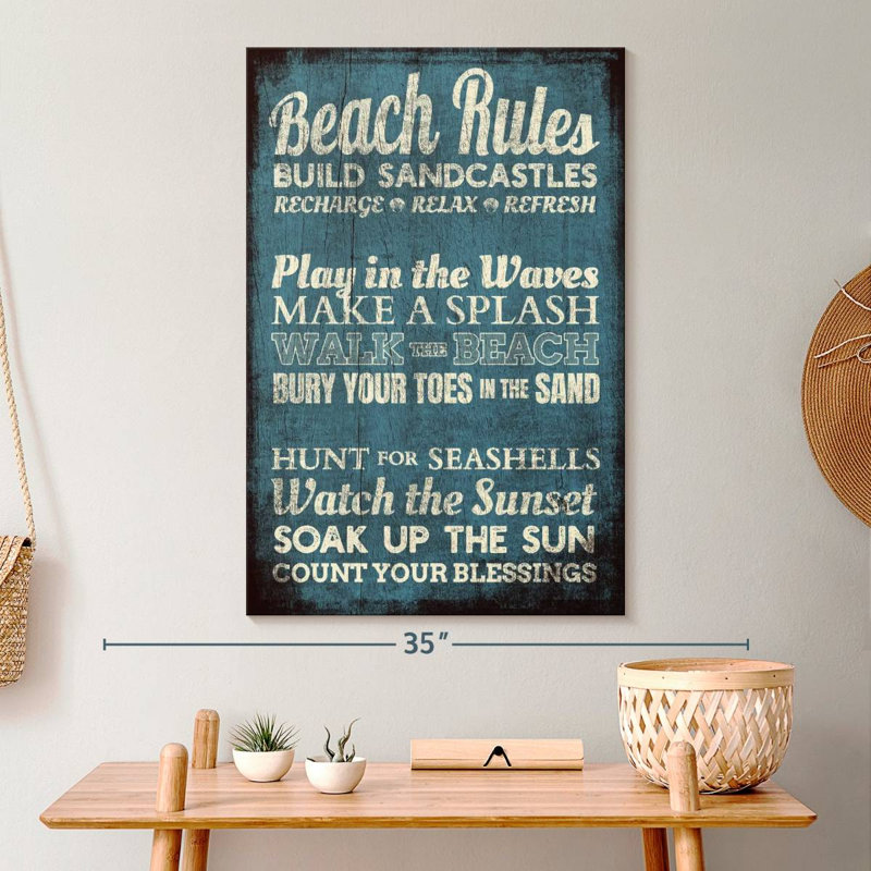 " Beach Rules " by Charles B, 30" H x 20" W x 1.25" D