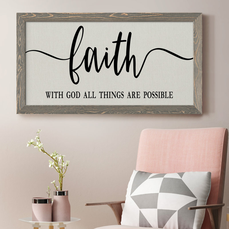 Faith All Things possible - cadre photo, art textuel sur toile, gris