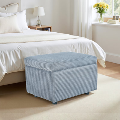 24.8" Corduroy Storage Ottoman With Flip-Top Lid, Upholstered Small Bench For Entryway, Bedroom, Or Living Room