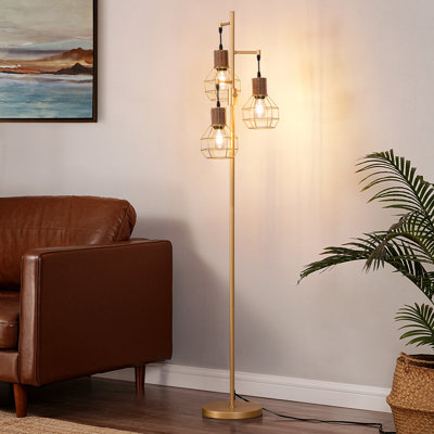 Ellzey 65"  Rattan Tree Floor Lamp with Dimmable Bulbs and Rotary Switch Included