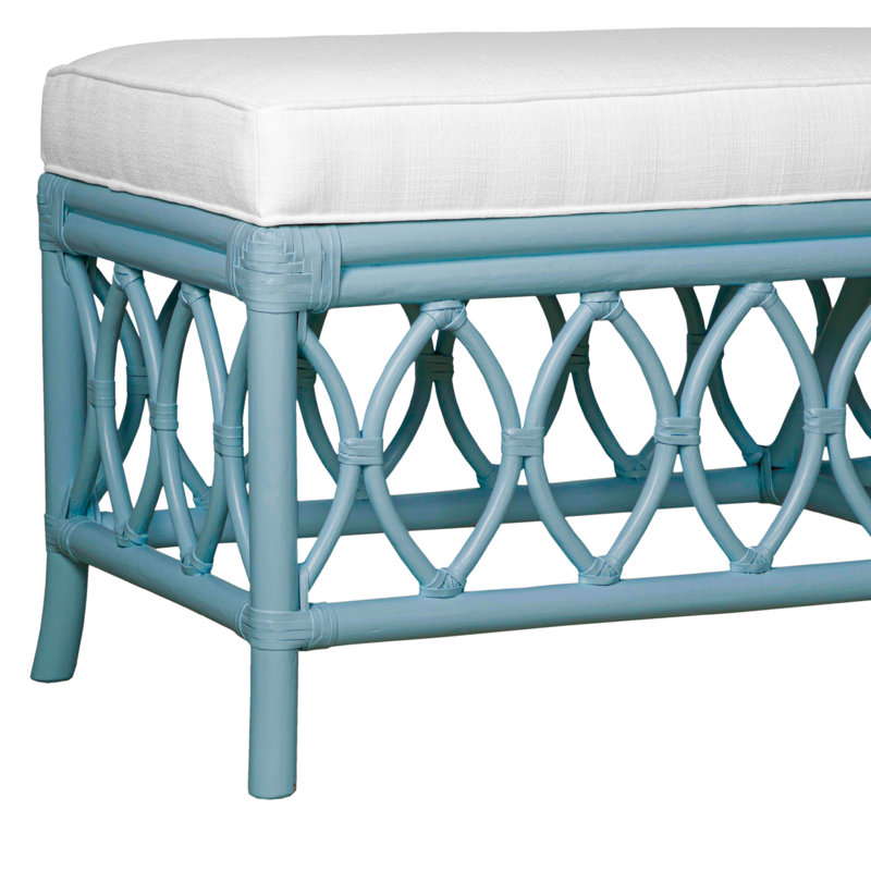 Lillian Upholstered Bench, Pool Blue