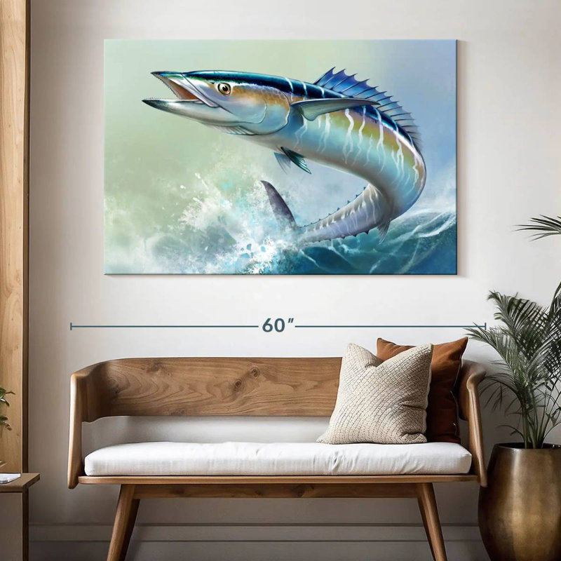 Wahoo Fish On Waves, 34" H x 51" W