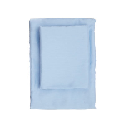 Luxurious Satin Single Fitted Sheet, 100% Cotton, 35.4 x 74.8 + 11.8 inches | 210 Thread Count, Machine Washable at 86°F | Soft Blue Color, Perfect for Comfortable Sleep and Easy Care