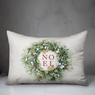  Christmas Wreath Noel Throw Pillow
