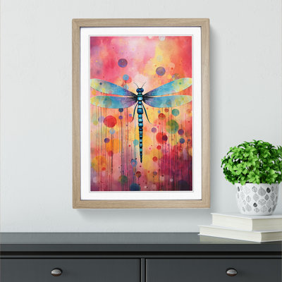 Dragonfly Colour Field - Single Picture Frame Print on Wood