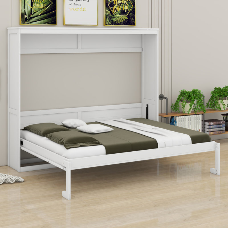 Lit escamotable avec rangement, Grand, Blanc