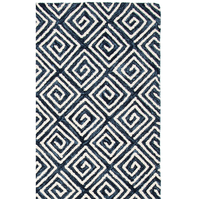Tapis géométrique en laine et en coton touffeté à la main Tashieka, Rectangle 3 pi x 5 pi