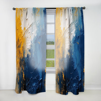 Blue and Yellow Intuitive Expressions I - Modern Velvet Curtain - Room Darkening - 1 panel