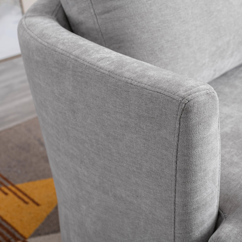 Yelina Polyester Slipcovered Swivel Barrel Chair, Light Gray 100% Polyester