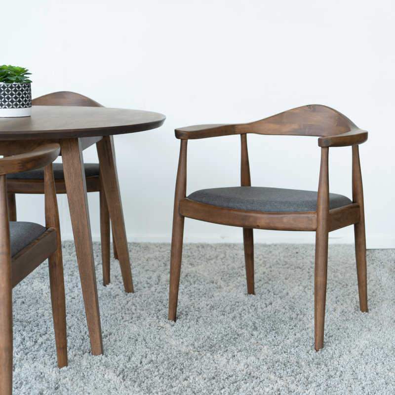 Tindal 4 - Person Solid Wood Top Four Leg Dining Set, Walnut, Gray