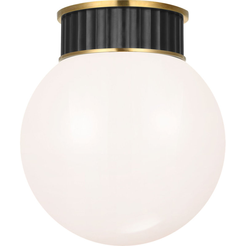 Cavill Flush Mount with White Glass, Bronze, 13.25" H x 11.5" W x 11.5" D