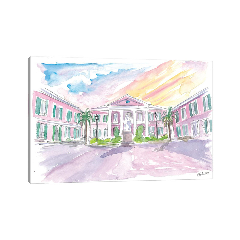 Nassau Bahamas Square At Sunset by Markus & Martina Bleichner - Wrapped Canvas Painting, 20.32cm H x 30.48cm W x 1.91cm D