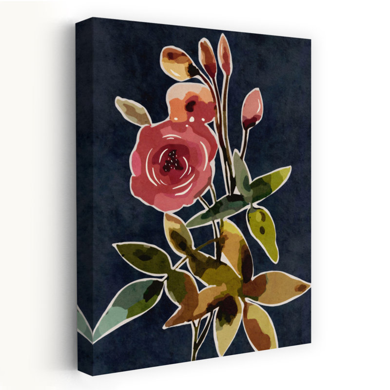 Vintage Floral 3 Abstract Contemporary Elegant Rose Nature Plant Wall Art, 24" H x 16" W