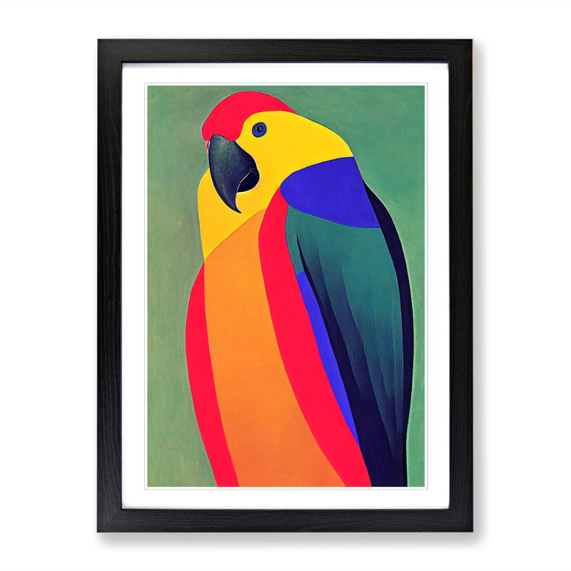 Parrot Abstract Vol.1 - Single Picture Frame Print, 34cm H x 25cm W x 2cm D, Walnut